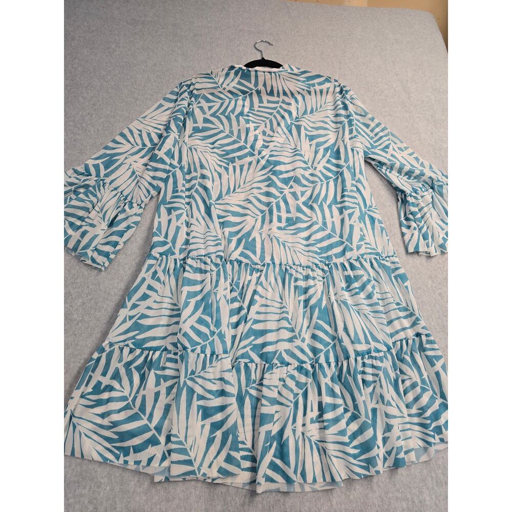 Coco Reef Cover Up Dress XL Blue Tropical Print Bell Sleeve Swim Coastal Cruise - Picture 7 of 8